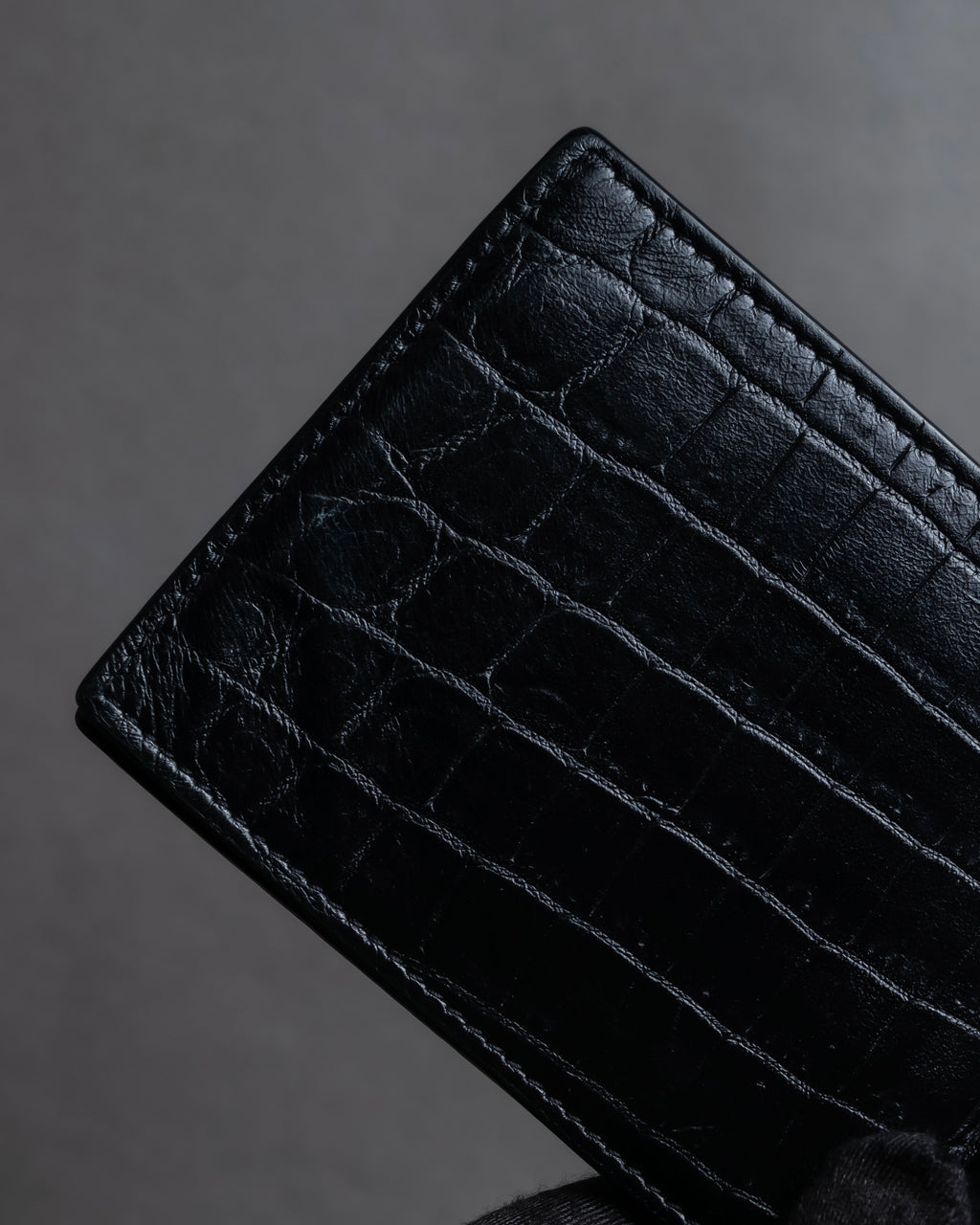 "Saint Laurent" Crocodile embossed leather bi-fold money clip