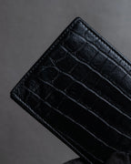 "Saint Laurent" Crocodile embossed leather bi-fold money clip