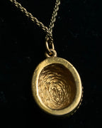 "Christian Dior" Logo engraved oval top motif gold necklace