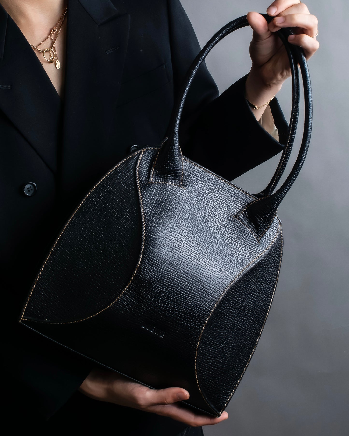 "LOEWE" Textured leather one handle bag