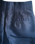 CÉLINE by Phoebe Philo/ Silk Blended Tuck Culottes Pants Navy
