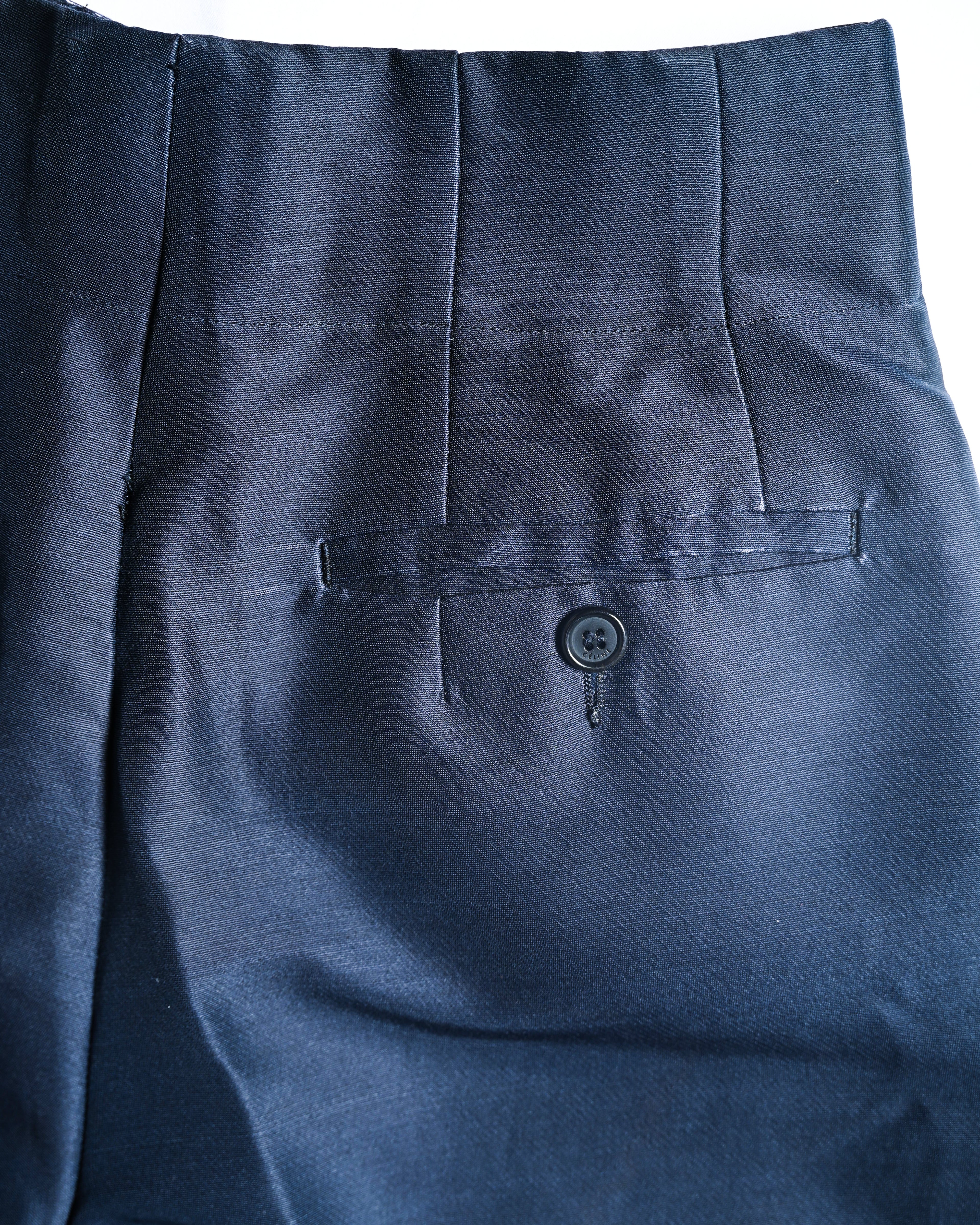 CÉLINE by Phoebe Philo/ Silk Blended Tuck Culottes Pants Navy