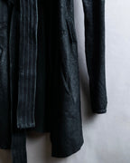 "ISAAC SELLAM" Cut-off design belted leather jacket