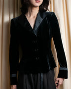 "ARMANI COLLEZIONI" Satin switched design velvet jacket