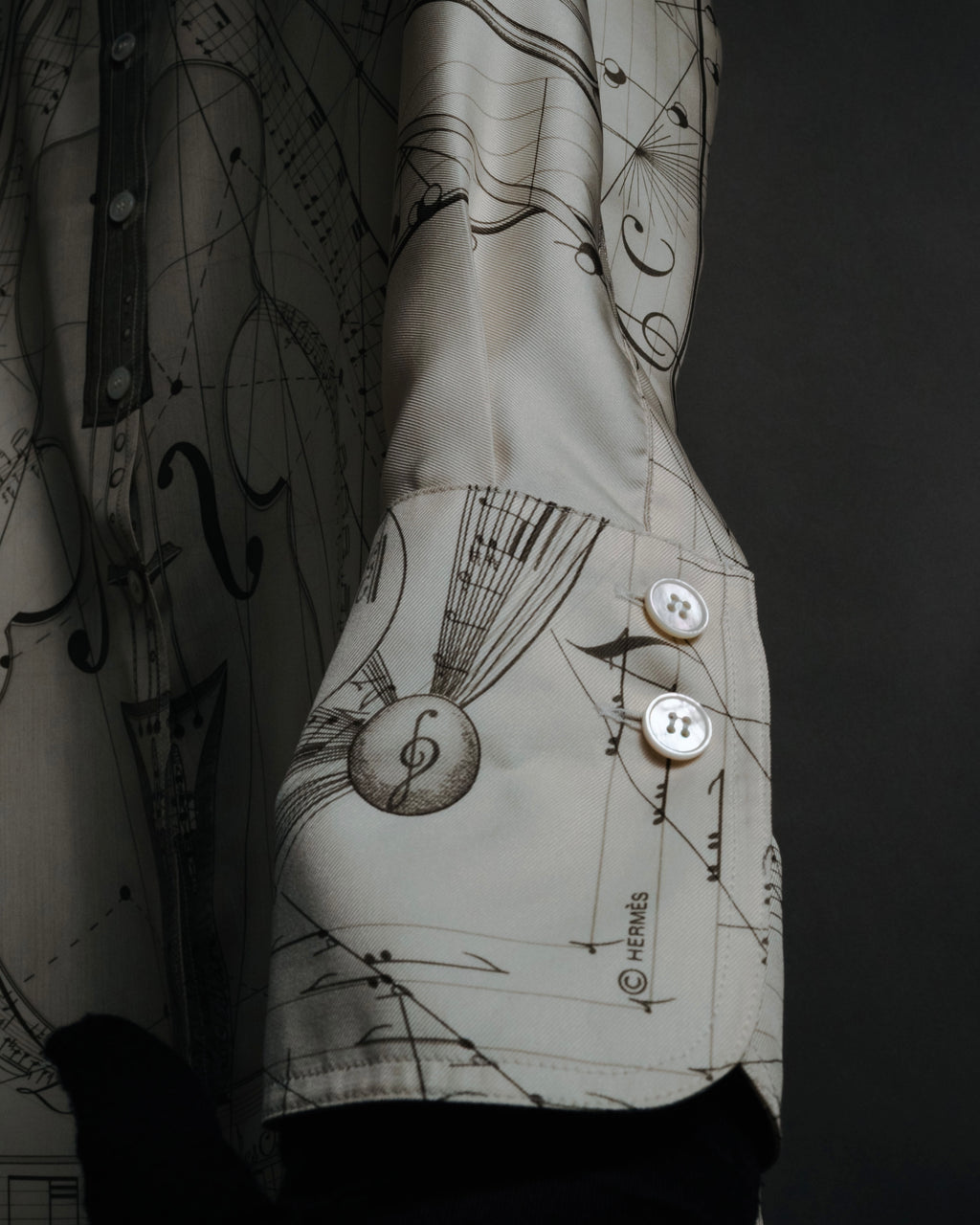–SPECIAL– "HERMES" 90’s La musique des sphères silk twill printed shirt