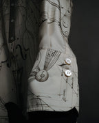 –SPECIAL– "HERMES" 90’s La musique des sphères silk twill printed shirt