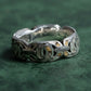 "CHANEL" Coco mark motif beige parts silver ring