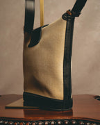 "Tiffany & Co." Vintage two tone canvas and leather shoulder bag