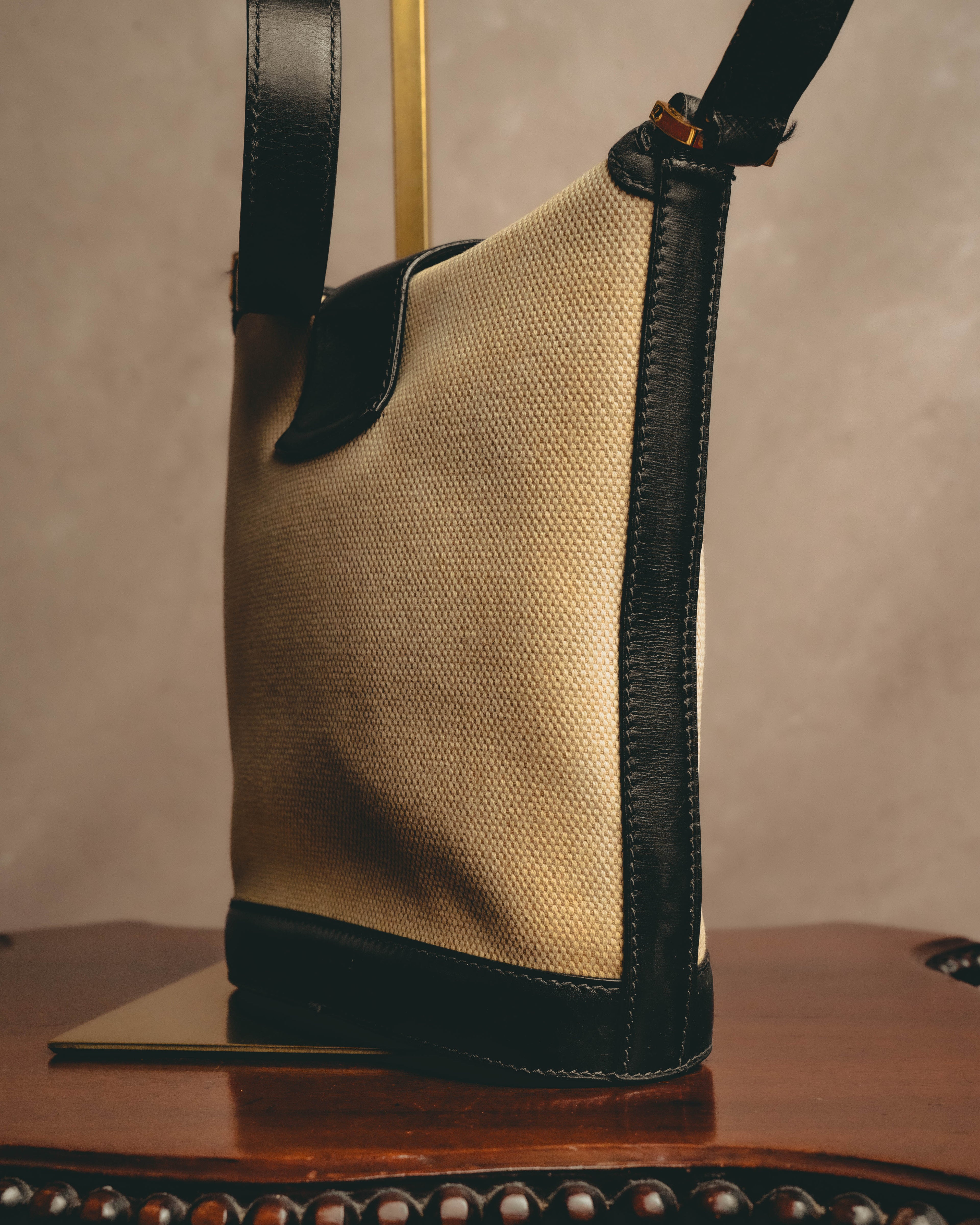 "Tiffany & Co." Vintage two tone canvas and leather shoulder bag