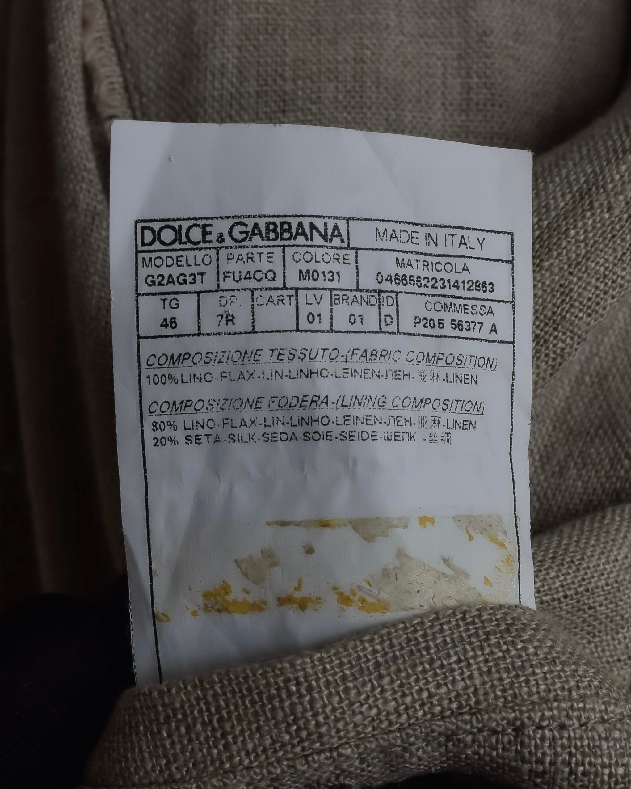 "Dolce & Gabbana" Raw edge frayed linen tailored jacket