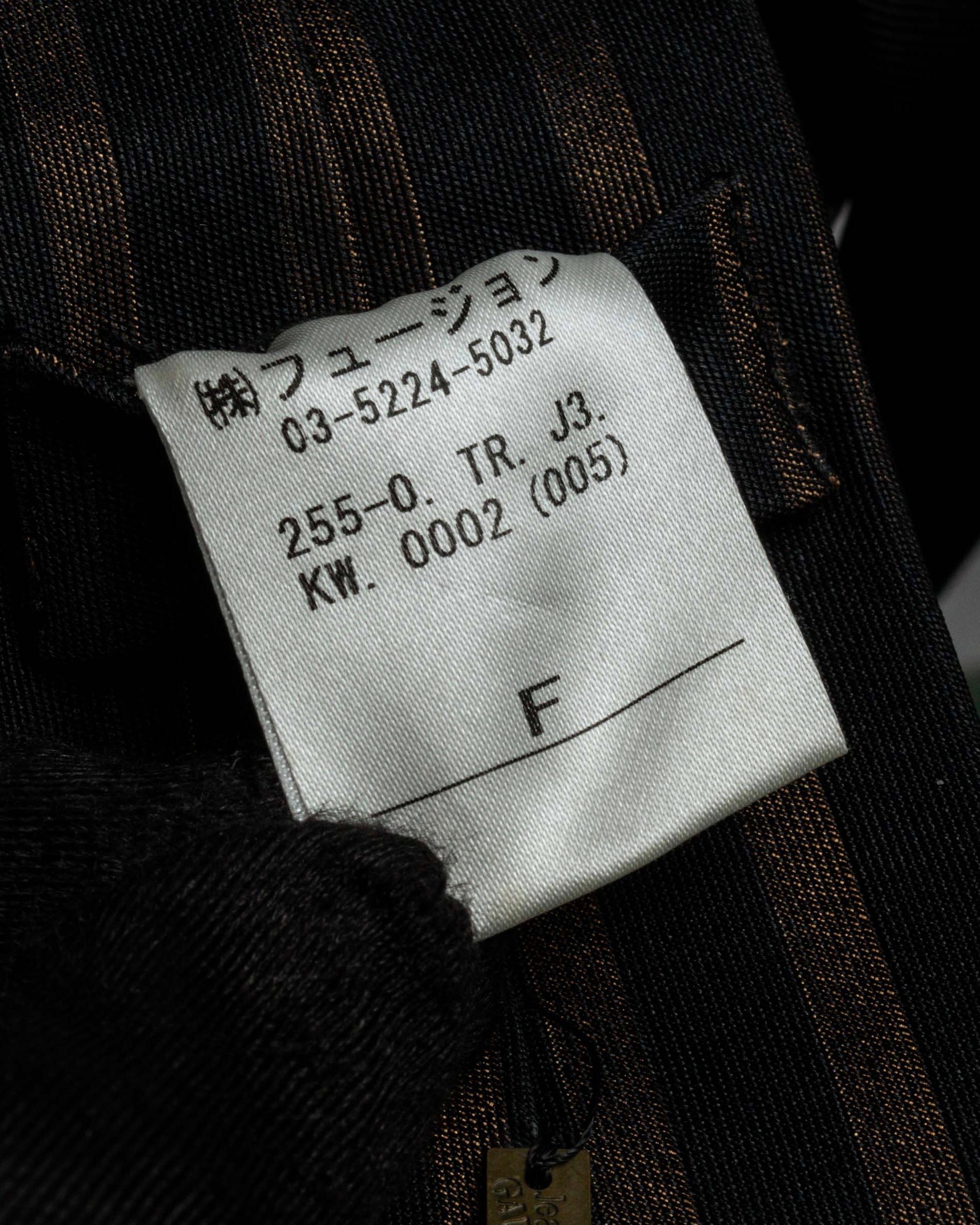 "JEAN PAUL GAULTIER" Tribal circle motif design striped silk neck tie