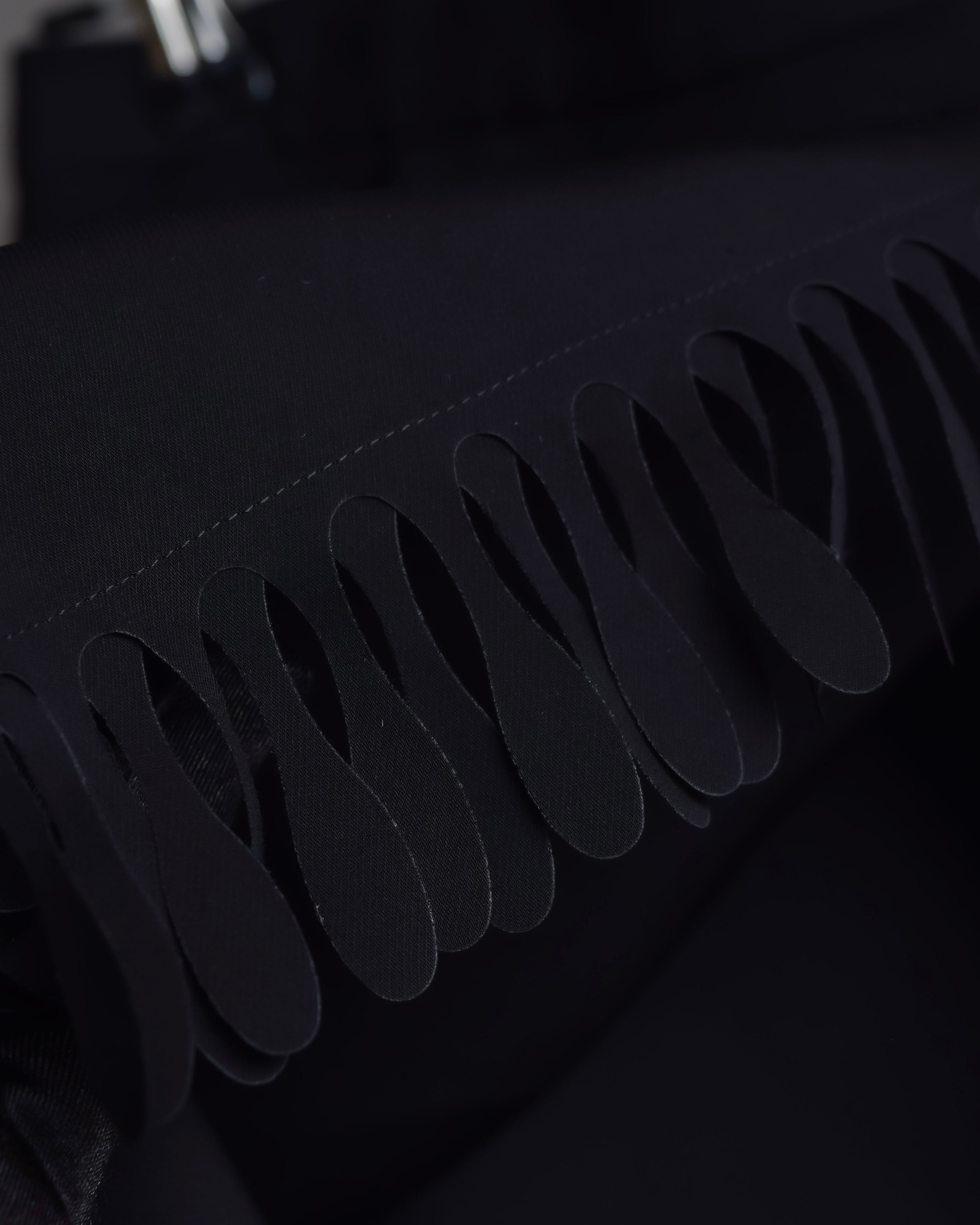 "ISSEY MIYAKE" Organic cutout fringe wrap skirt