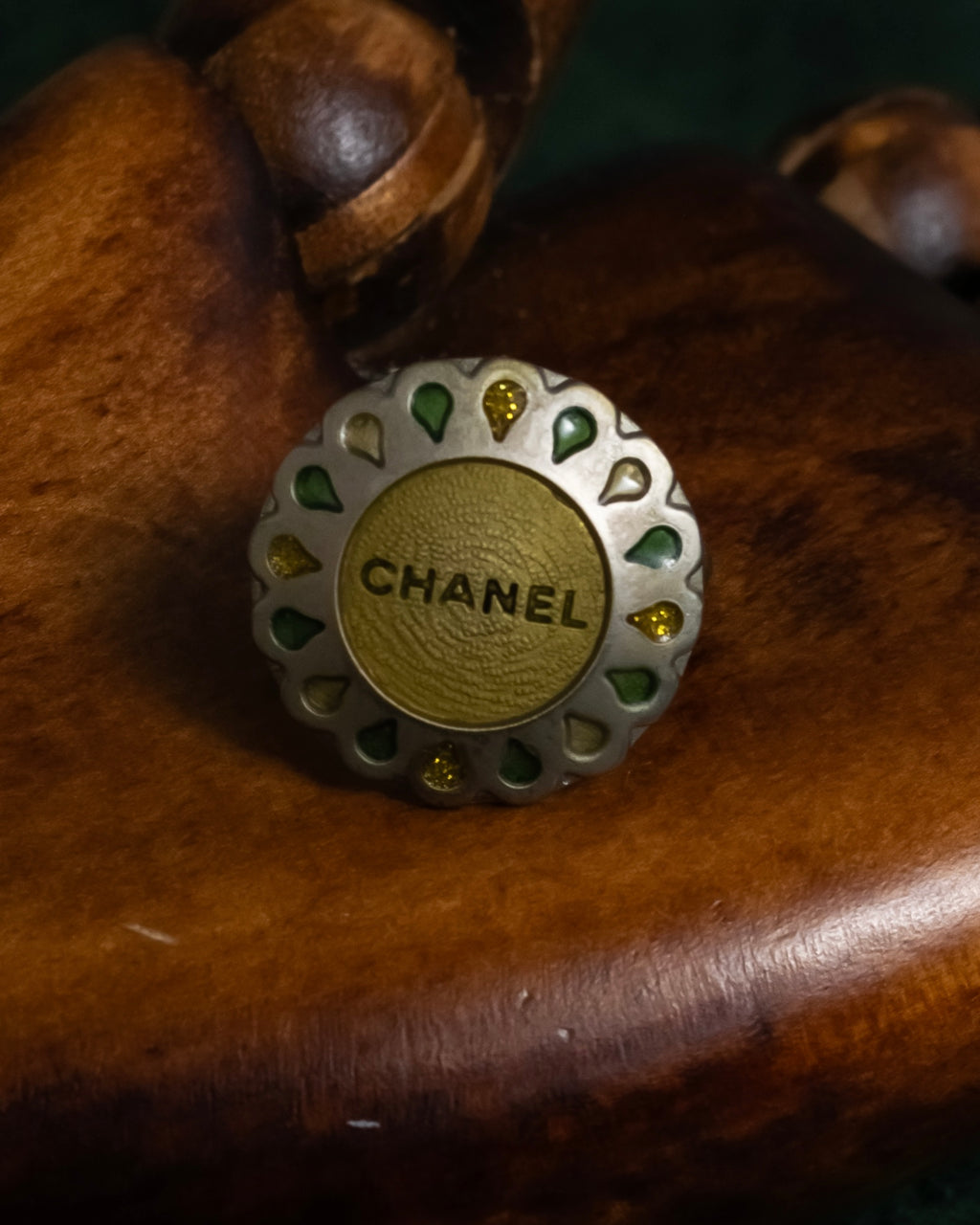 "CHANEL" 99AW Round top gorgeous design ring