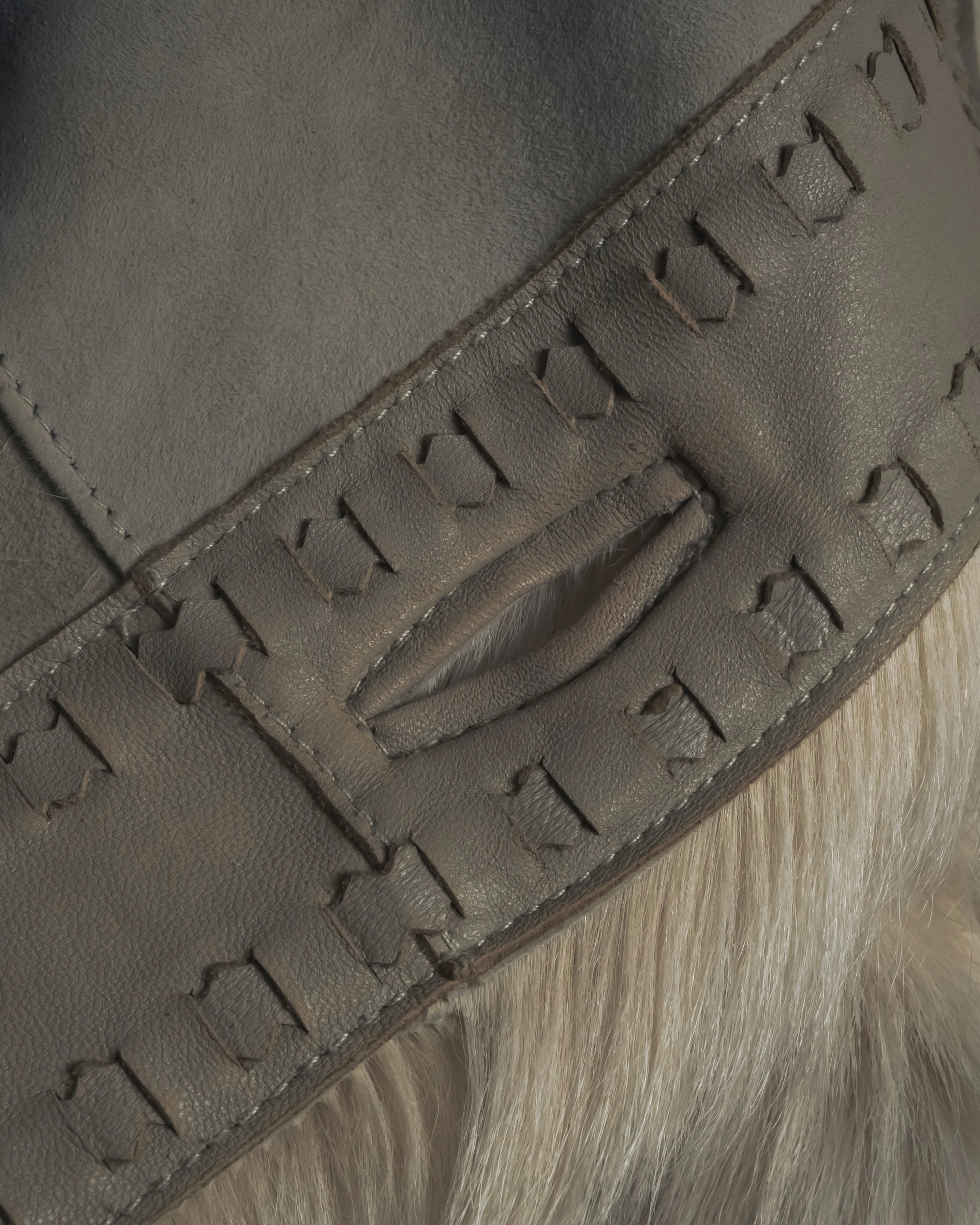 "BURBERRY BLUE LABEL" 00’s Shearling cable-knit pockets coat