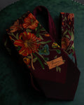"GUCCI" Flower motif vintage logo design silk neck tie