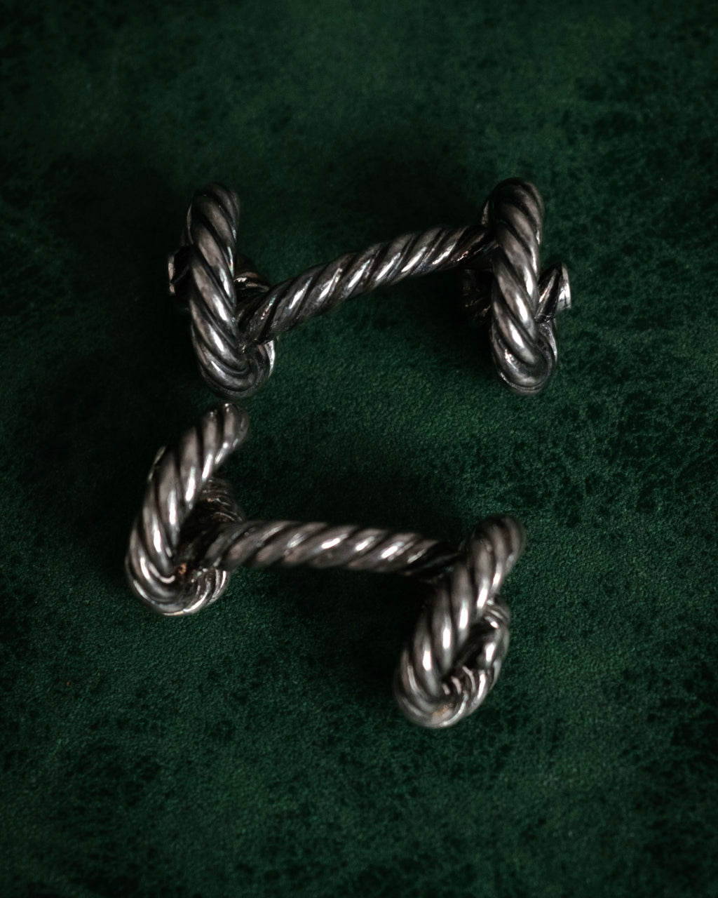 “HERMES” 1970–80s Double knot silver cufflinks