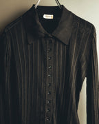 "SAINT LAURENT PARIS" 2020's Sheer ribbed silk blend polo cardigan