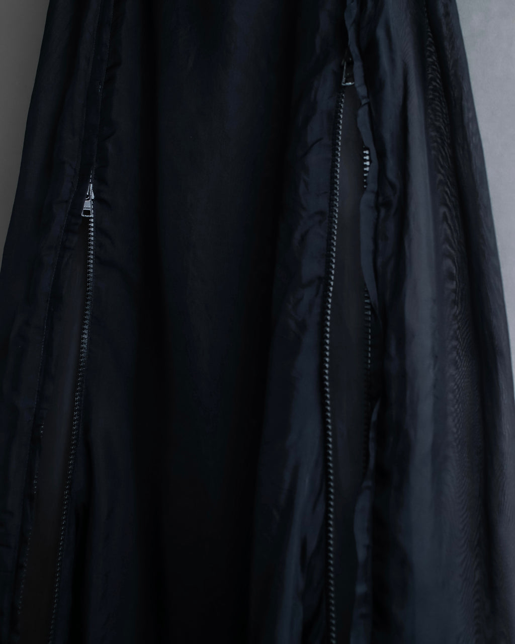 "YOHJI YAMAMOTO" 1996SS Double zipper design sheer rayon flare skirt
