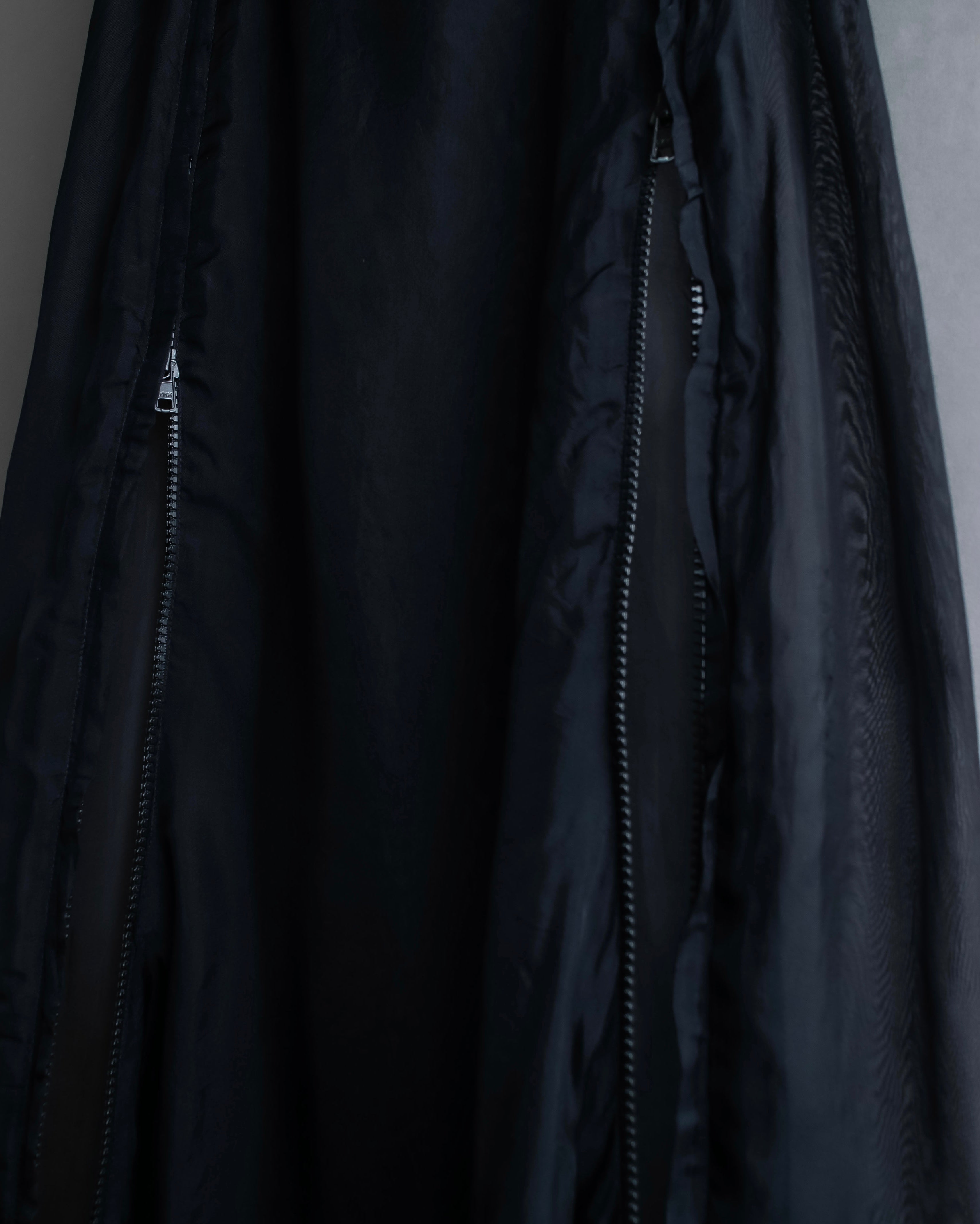 "YOHJI YAMAMOTO" 1996SS Double zipper design sheer rayon flare skirt