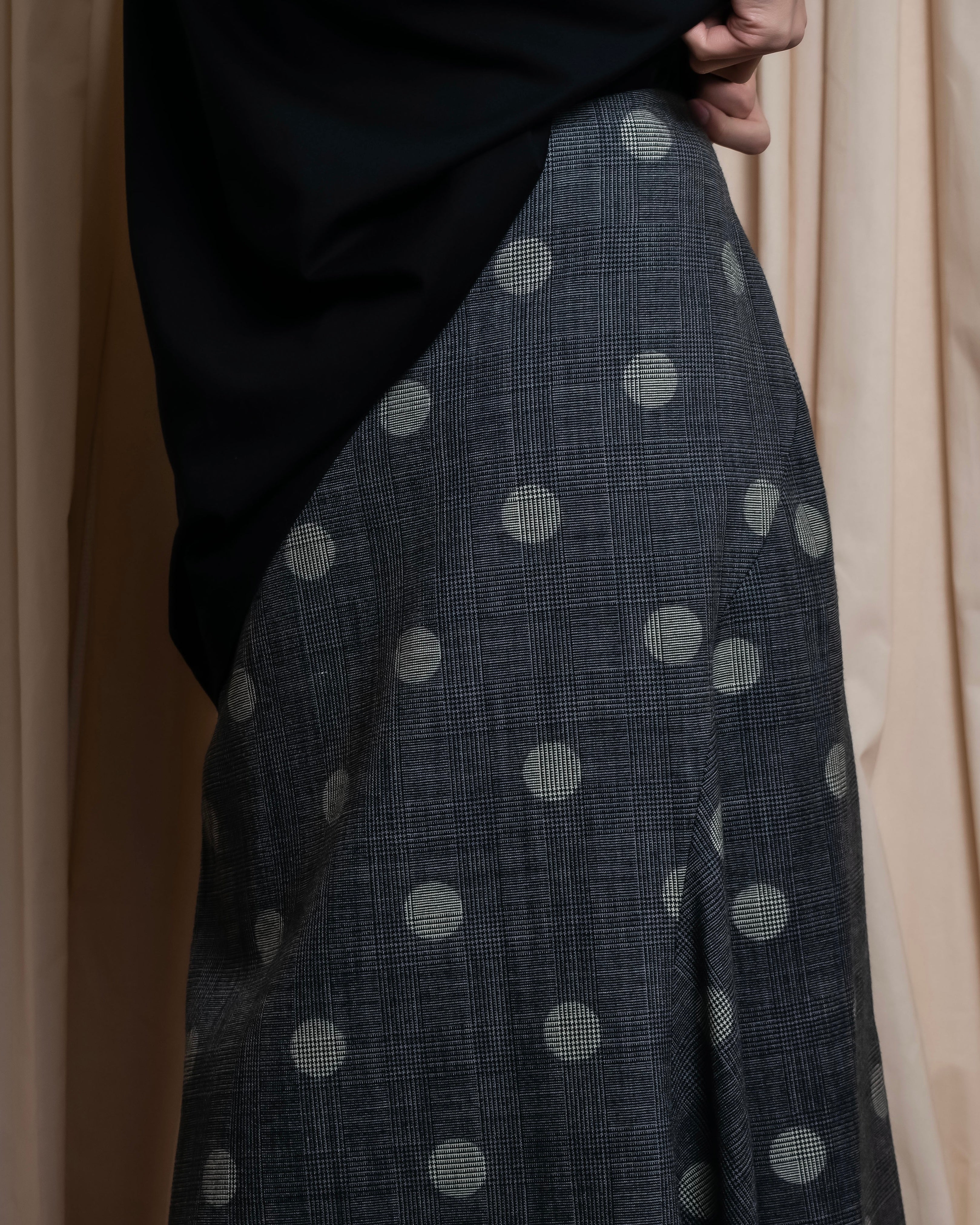 "YOHJI YAMAMOTO +NOIR" Large polka dot pattern flared skirt
