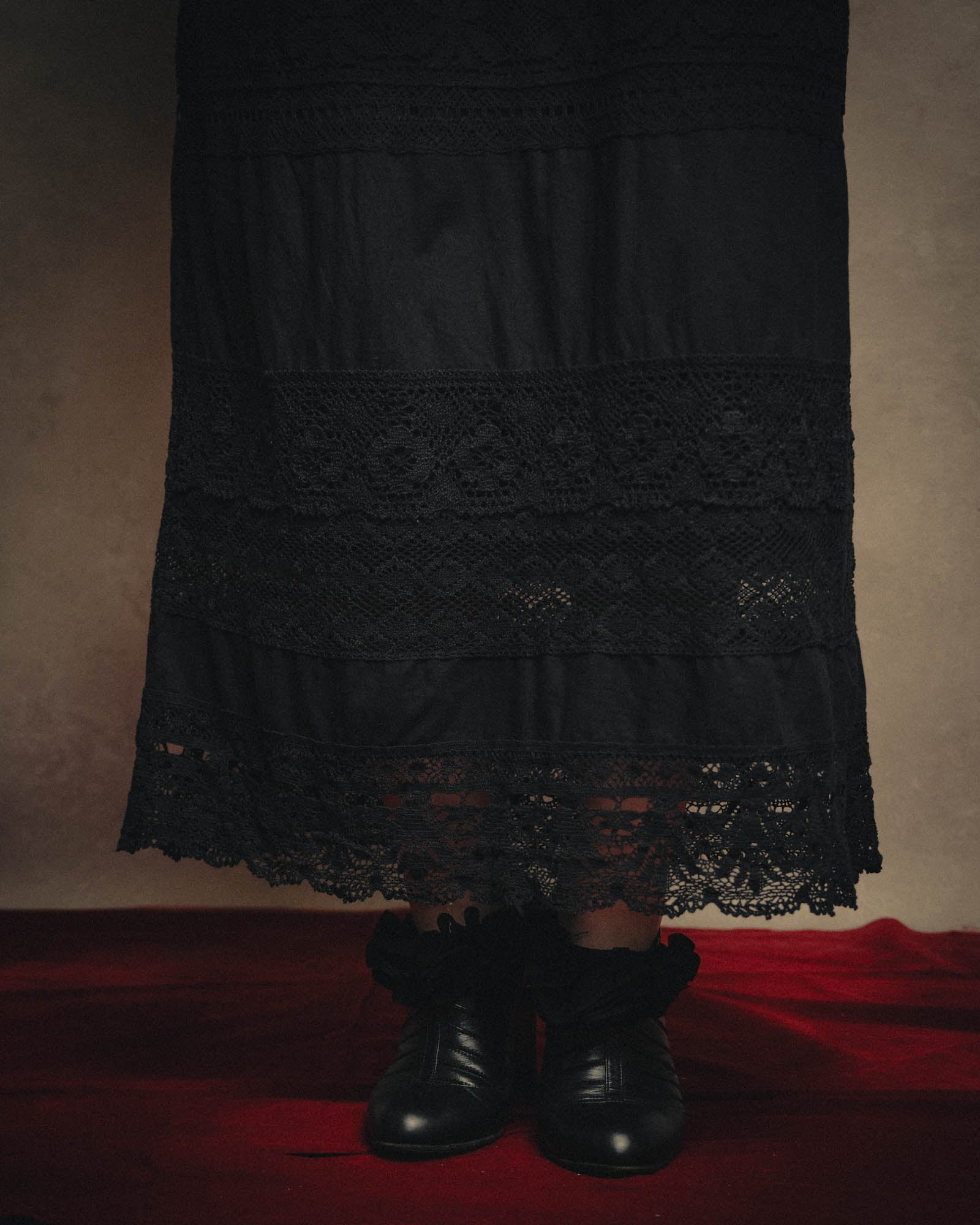 -SPECIAL- “tricot COMME des GARÇONS“ 2002SS Lace panel gathered skirt