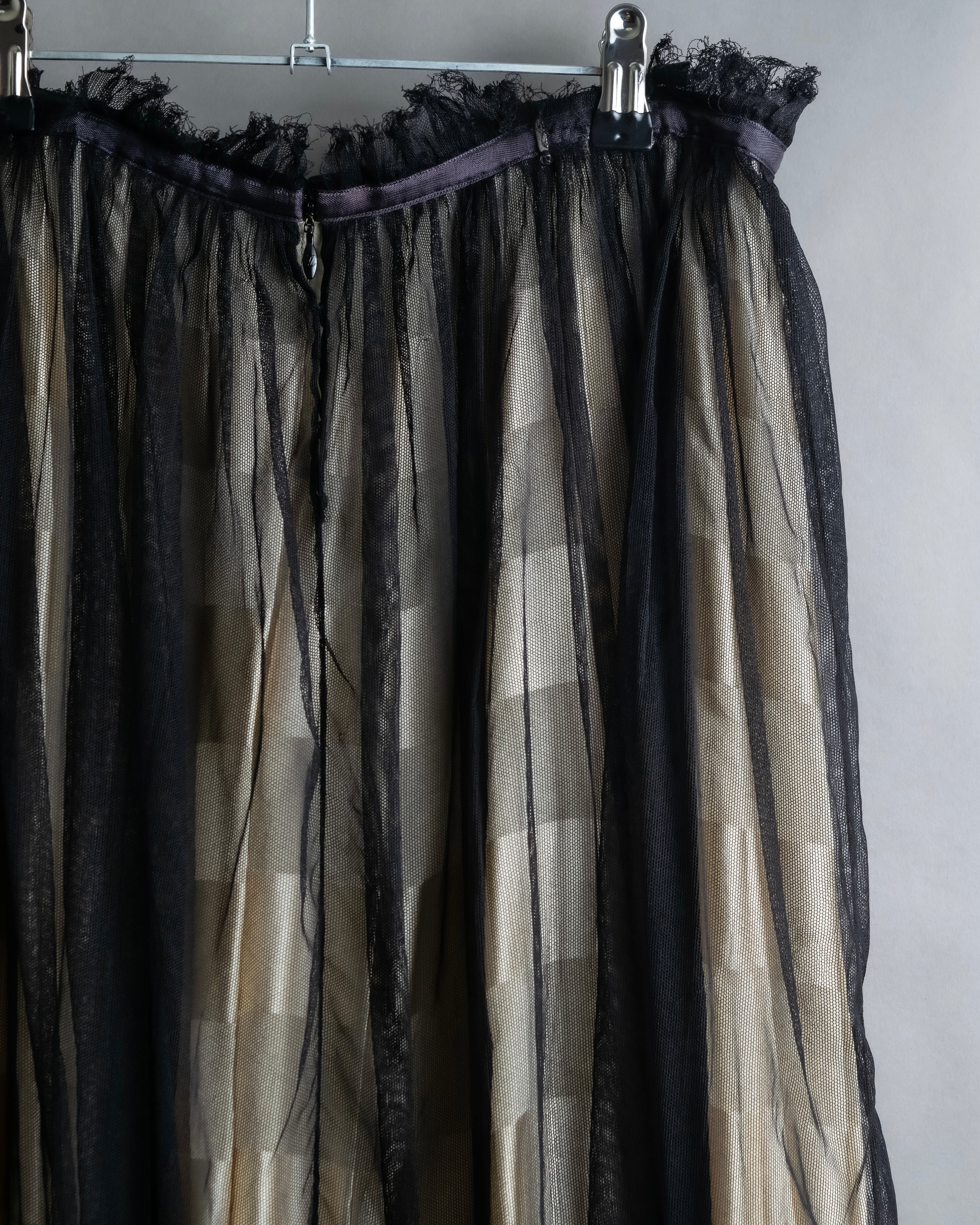 "LOUIS VUITTON" Tulle docking gather mid length skirt