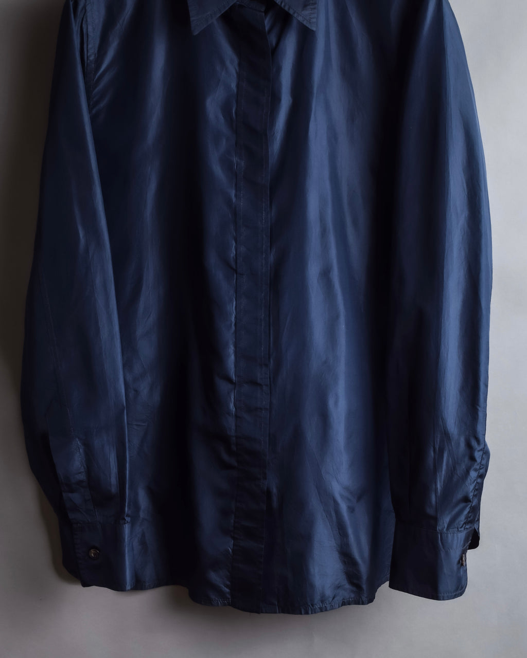 "LOEWE" 90's-00's Fly front silk shirt