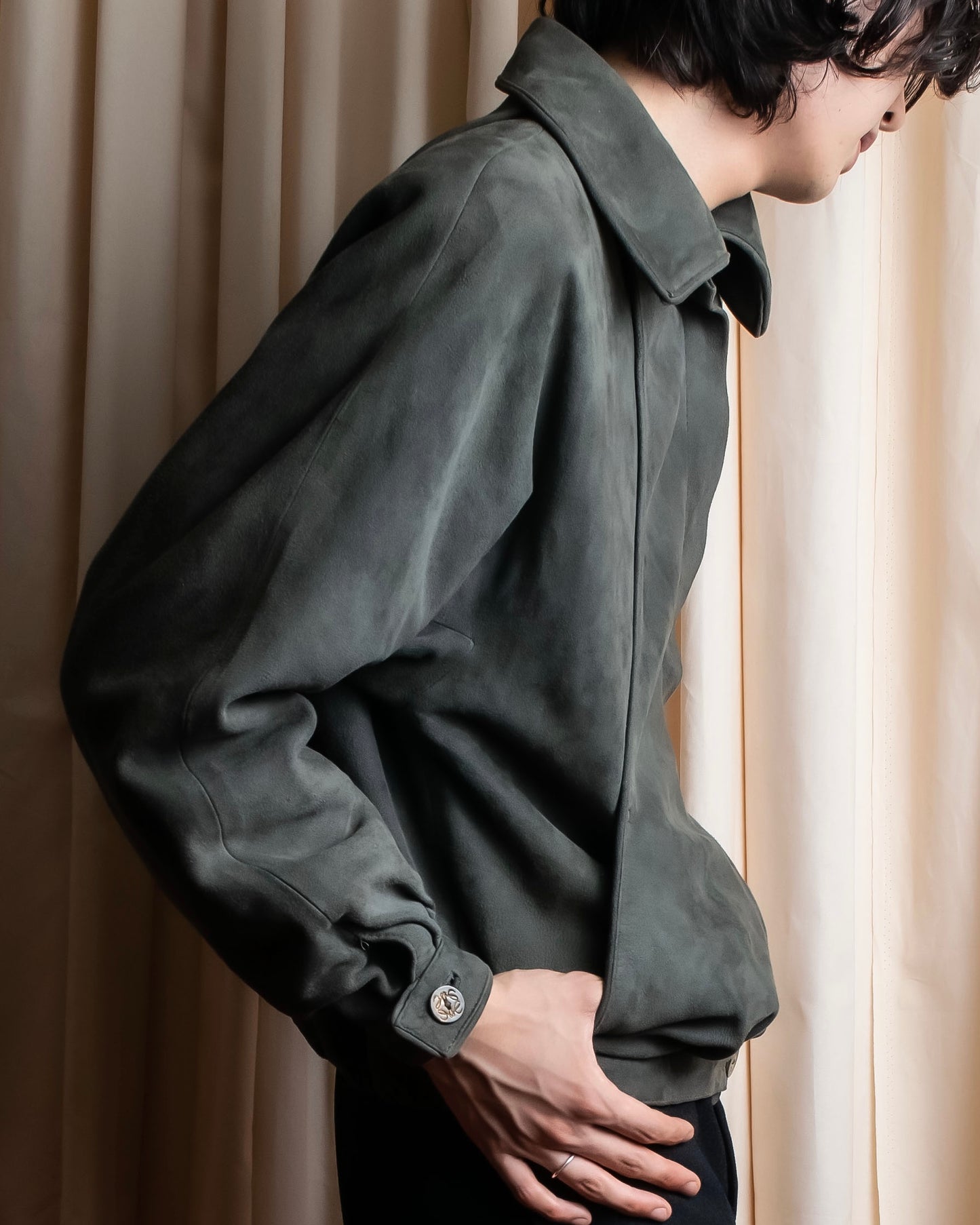 "LOEWE" Box silhouette suede leather blouson