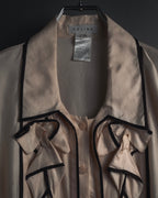 "CELINE" 00’s Piped ruffle silk blouse