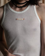 "MAISON MARGIELA" Stitch design net sheer tank top