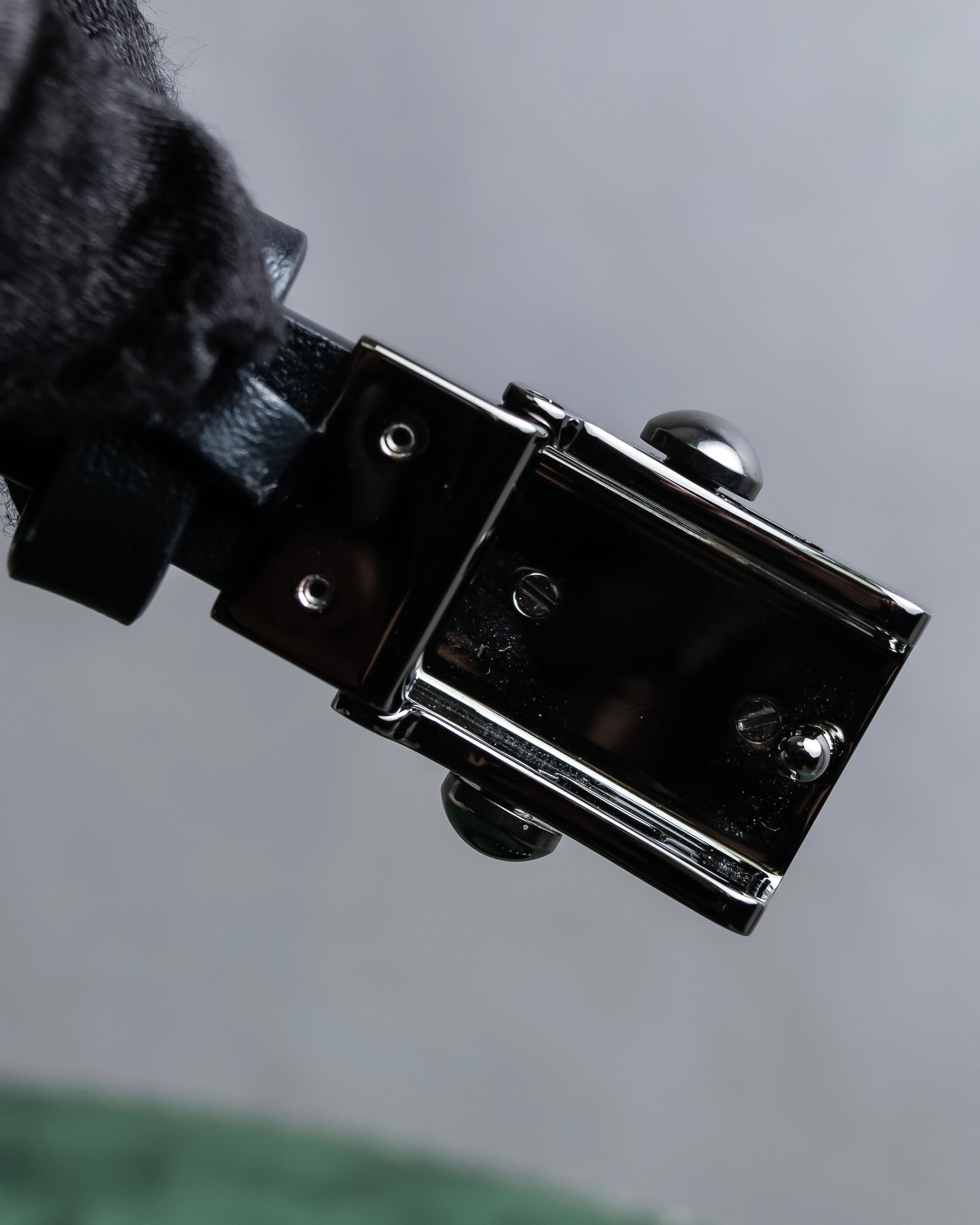 "Christian Dior" Silver stud detail narrow leather belt