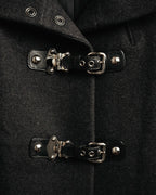 “miu miu” 00’s-10’s Wool angora leather buckle coat