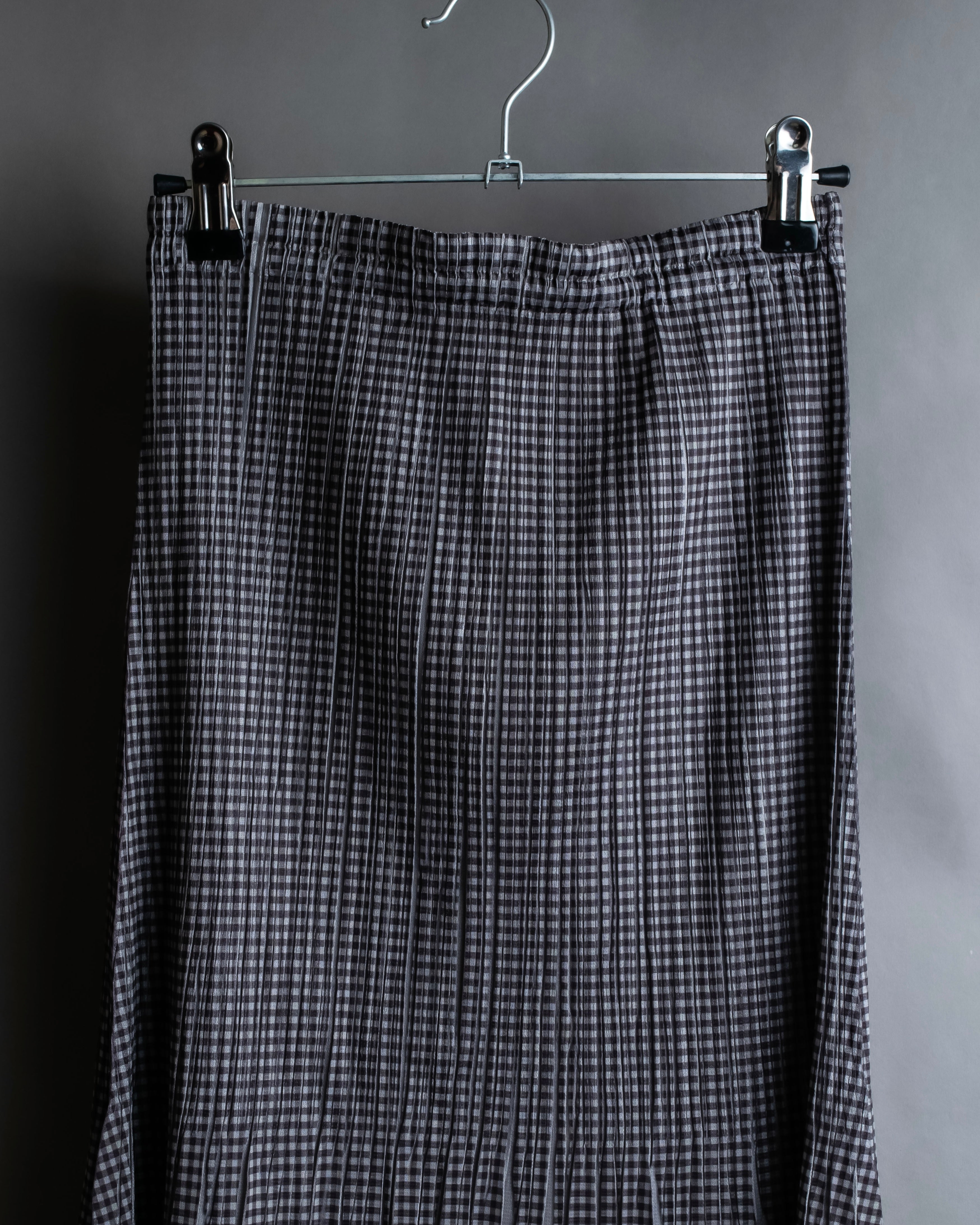"PLEATS PLEASE ISSEY MIYAKE"
Gingham check sheer combination pleated skirt