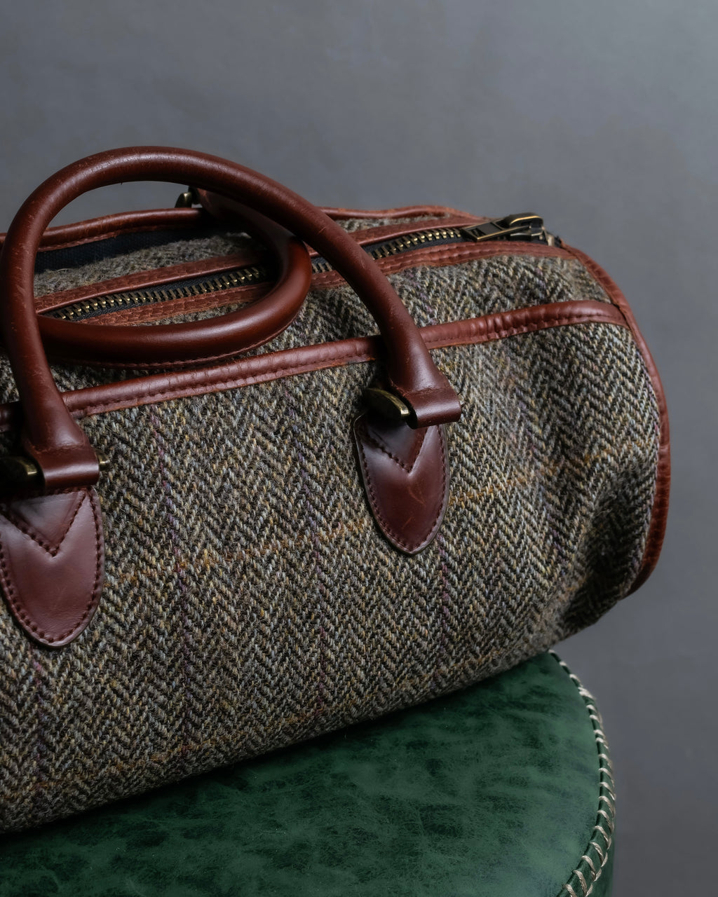 "Harris Tweed" Herringbone wave boston bag