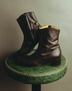 "Hermès" Minimal dark brown leather ankle boots