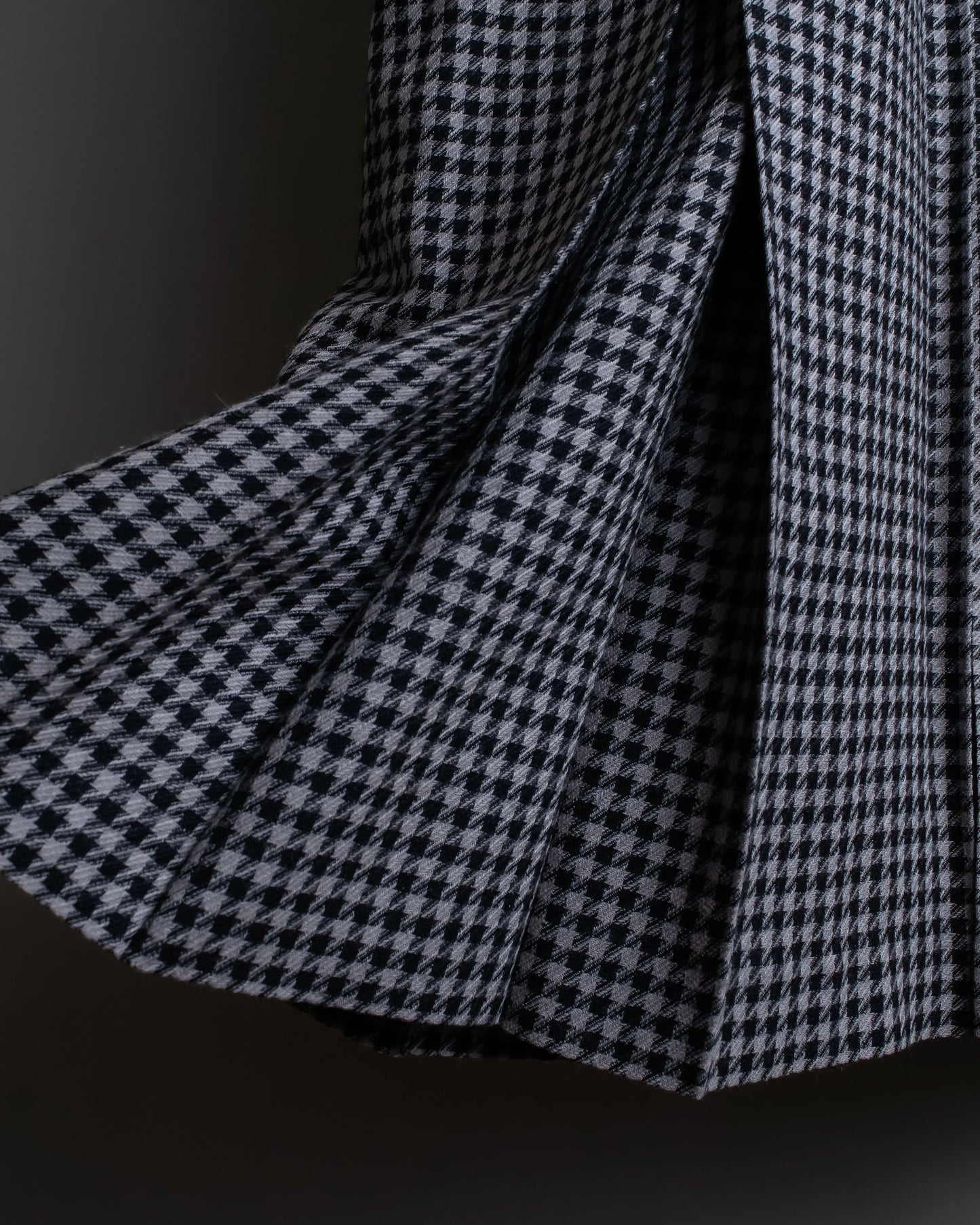 "Christian Dior" Houndstooth pattern wool cropped pleats skirt