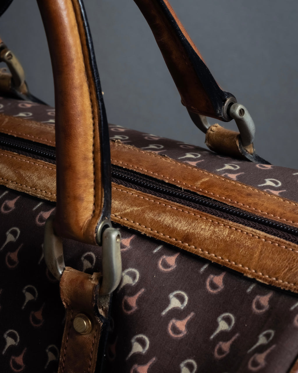 "GUCCI" Vintage horse harness motif pattern mini boston bag