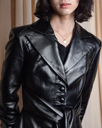 "MATÉRIEL TBILISI" Draped belted synthetic leather long jacket