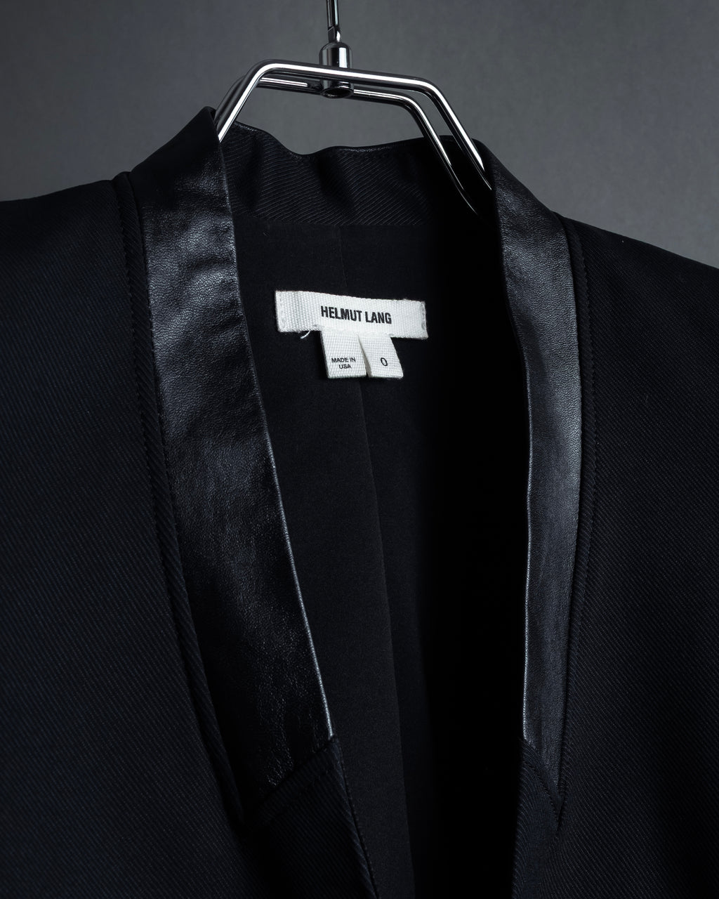 "HELMUT LANG" Leather lapel design, glossy jacket