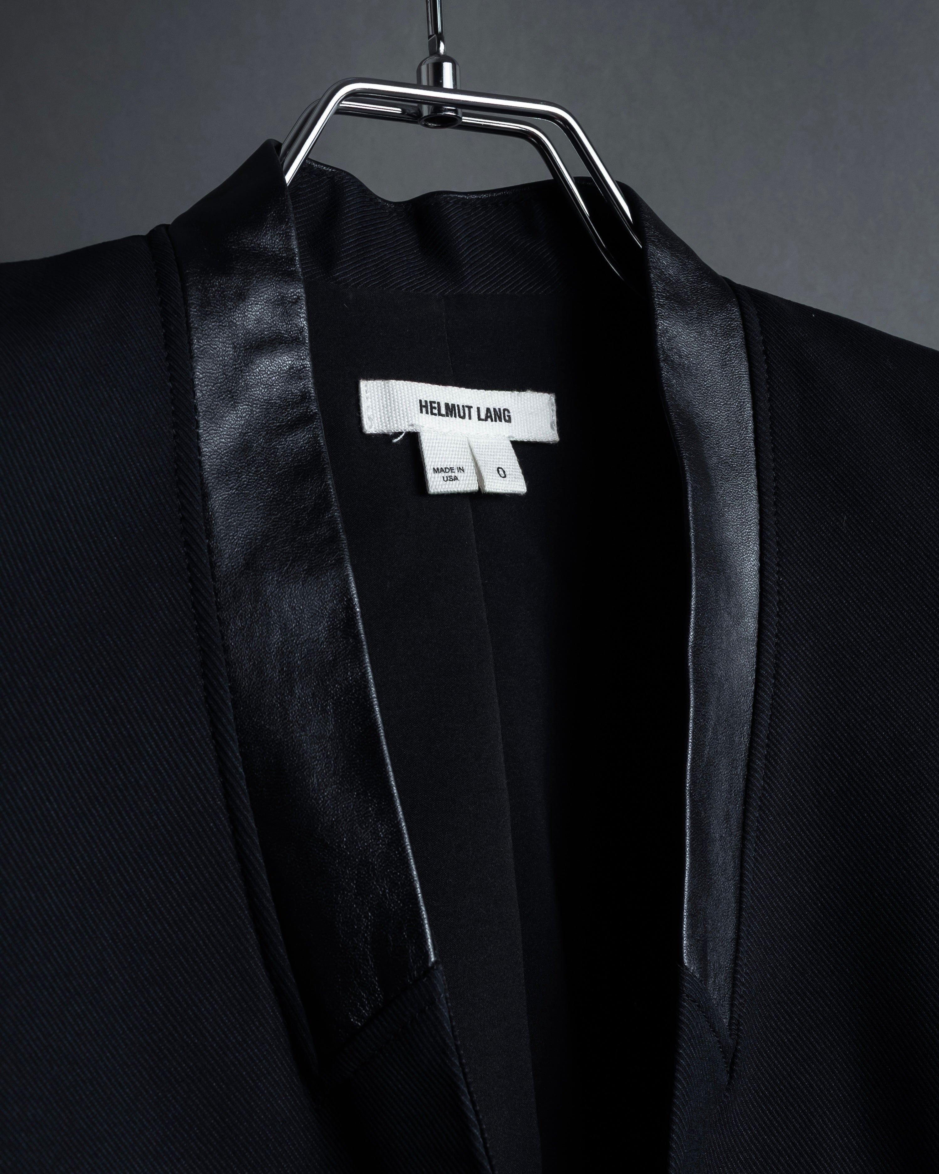 "HELMUT LANG" Leather lapel design, glossy jacket