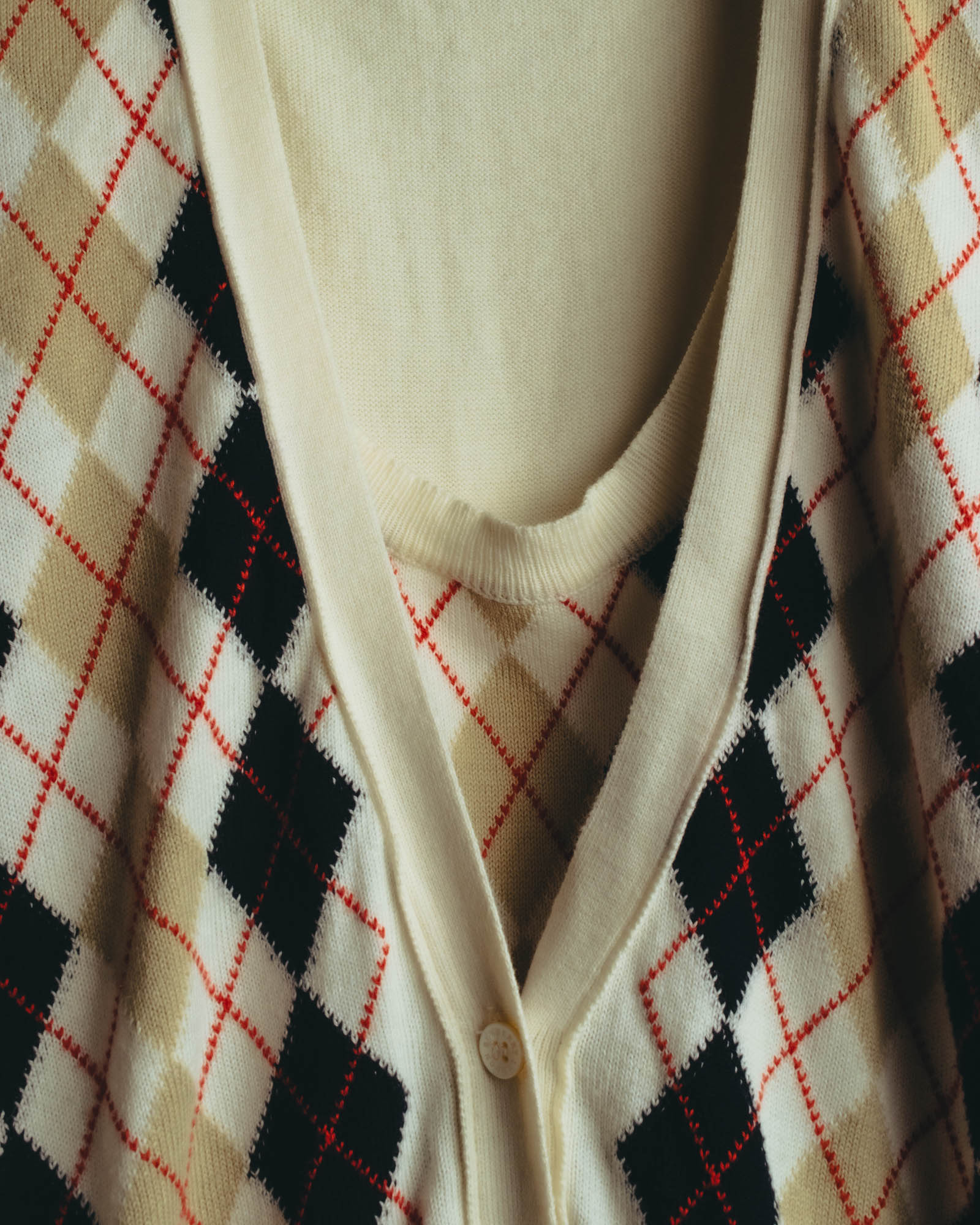 “BURBERRY LONDON” 00’s-10’s argyle cotton cardigan＆vest