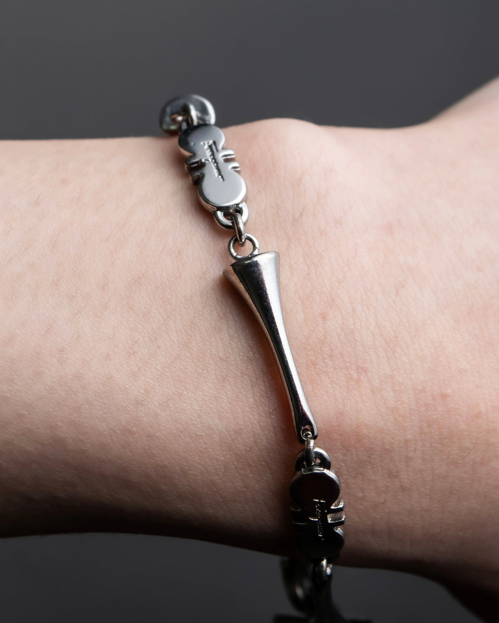 "Salvatore Ferragamo" silver gangini logo chain bracelet