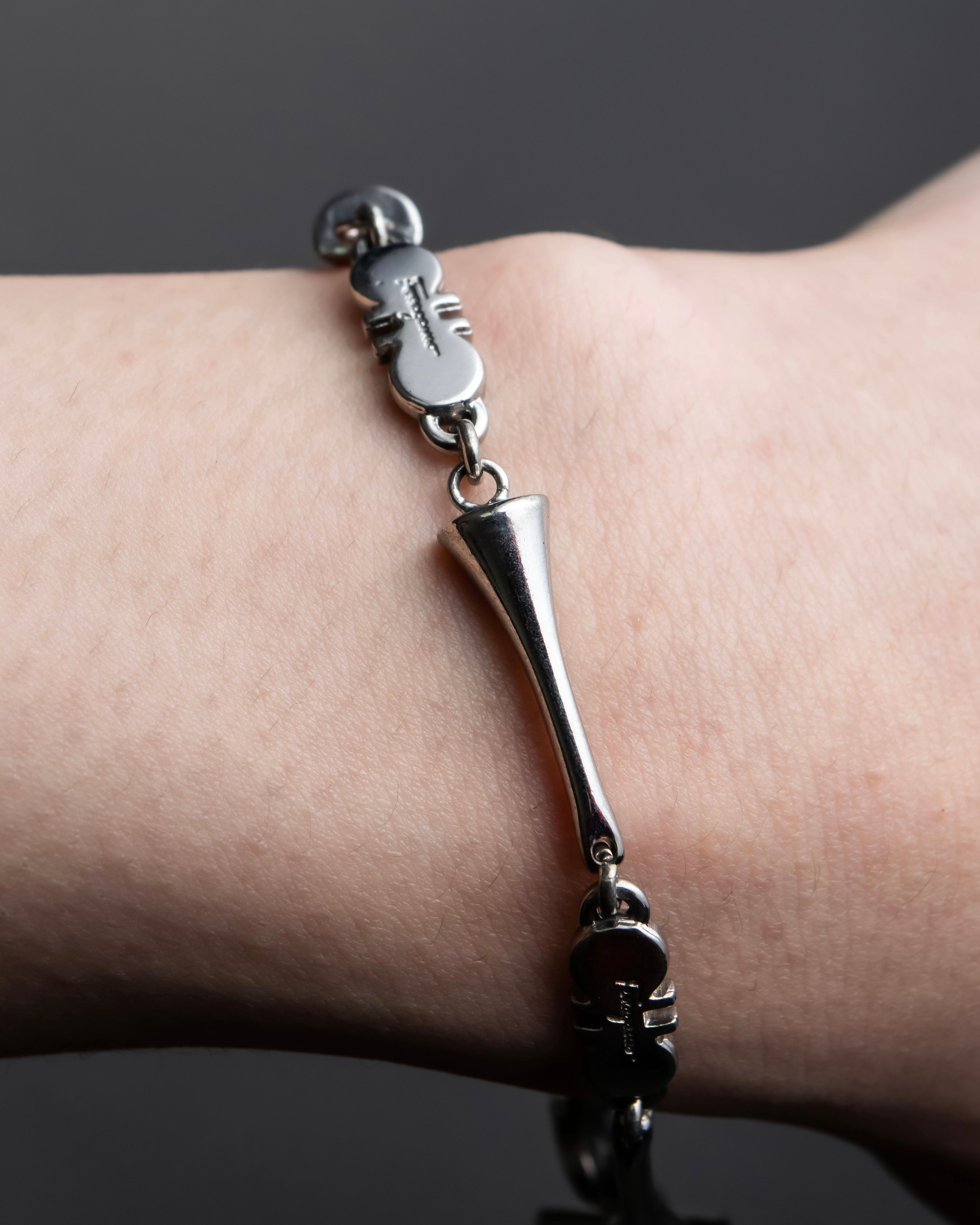 "Salvatore Ferragamo" silver gangini logo chain bracelet