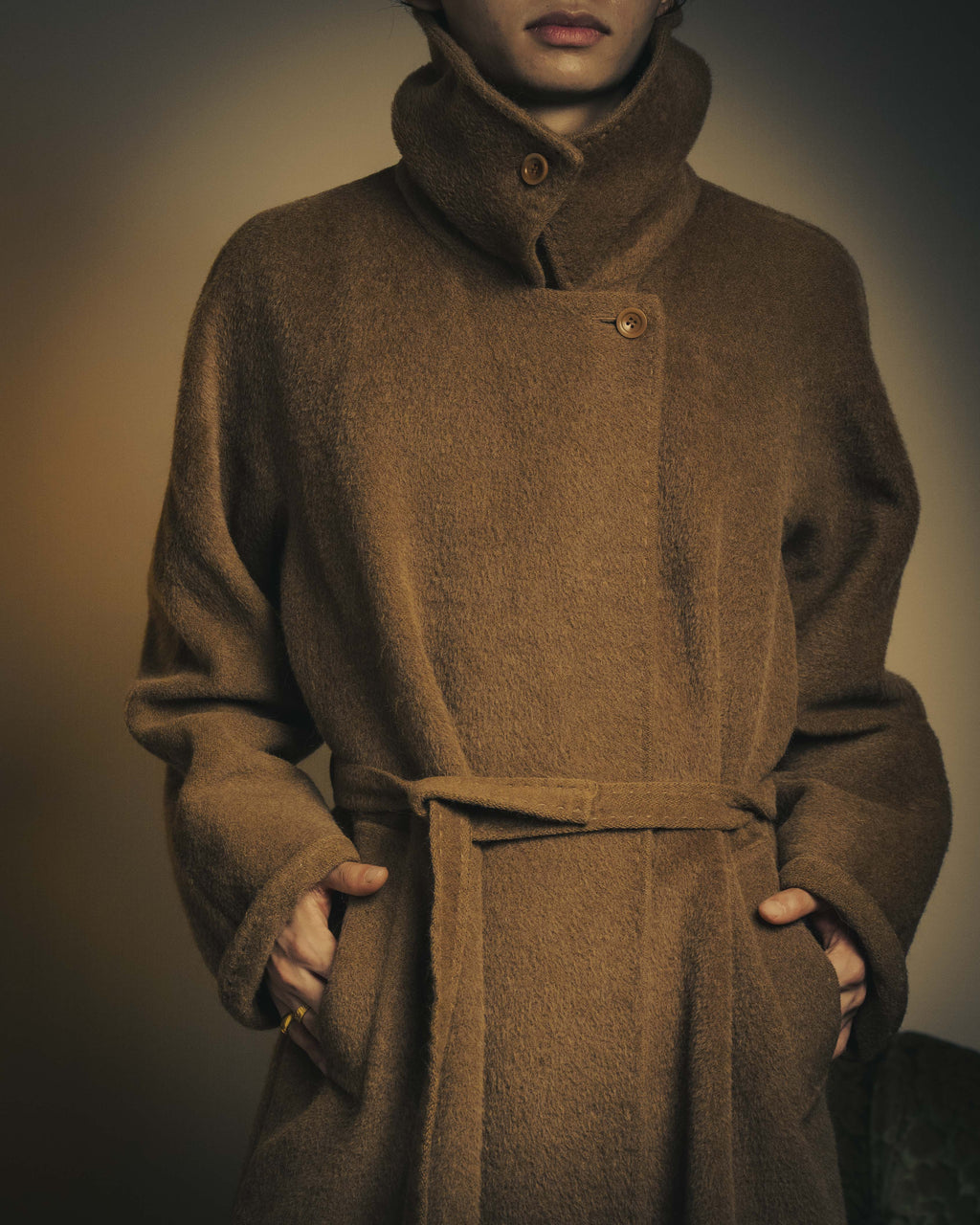 -SPECIAL- “Max Mara” 90’s-00’s Angora blend belted wrap coat