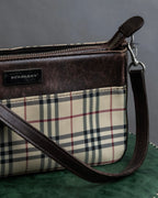 "BURBERRY" Nova check pattern leather combination shoulder bag