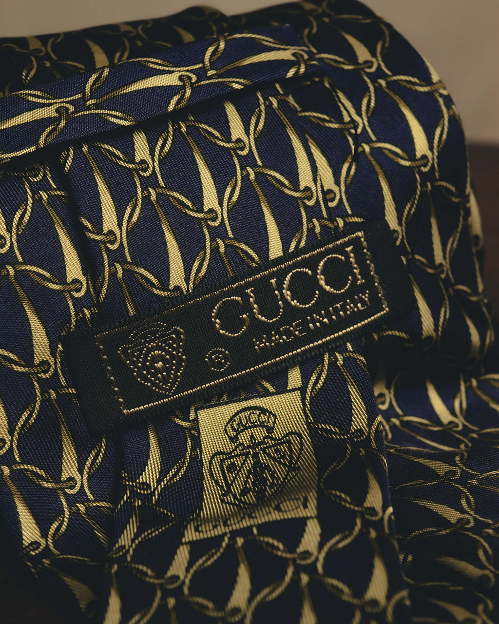 "GUCCI" 80's Nautical patterned silk necktie