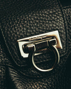 “Salvatore Ferragamo” 00’s-10’s Gancini pebbled leather handbag