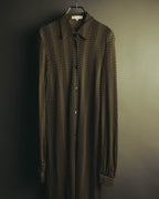 “CELINE” 90’s-00’s Chevron patterned long shirt dress