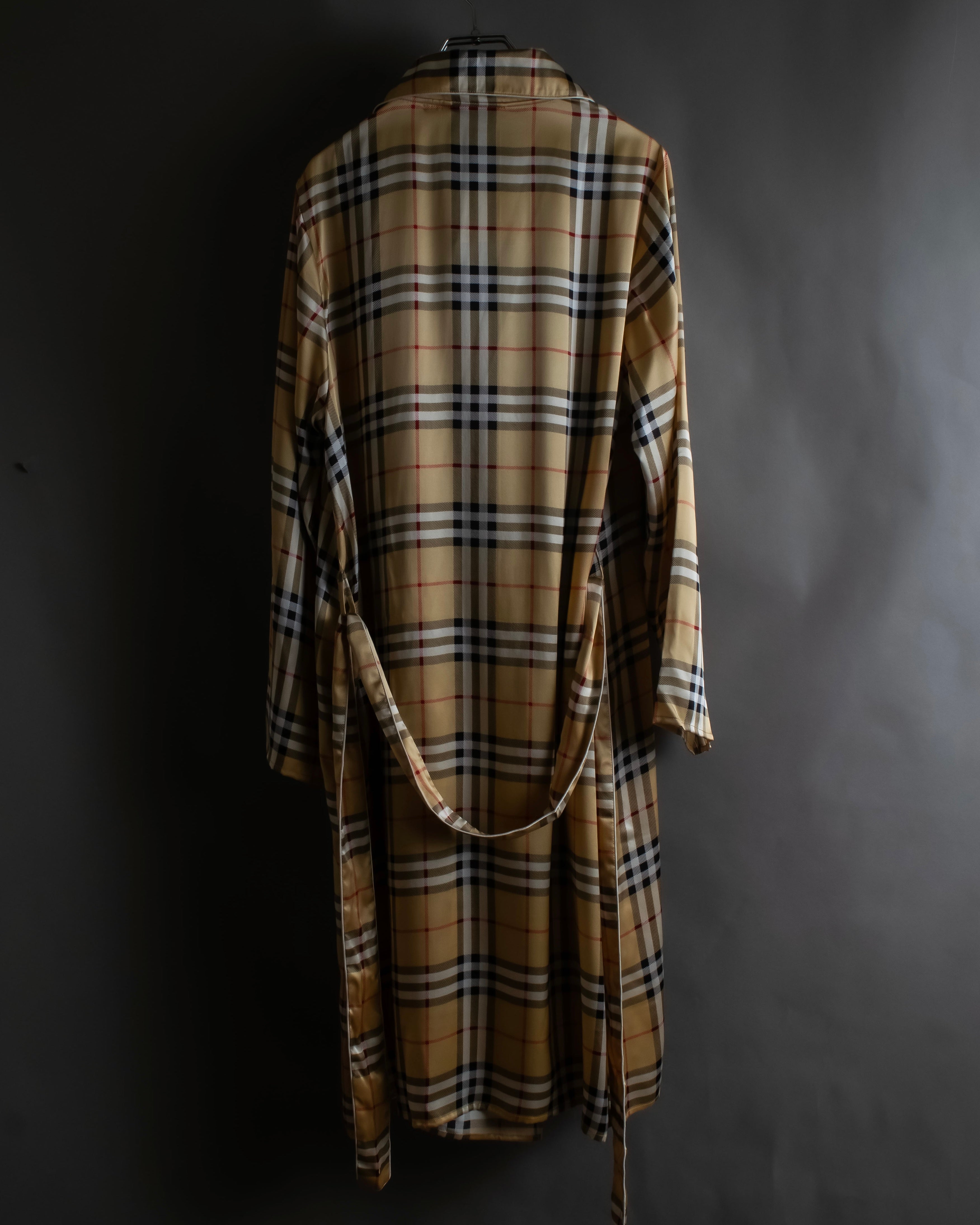 "BURBERRYS" Nova check maxi length silk gown coat