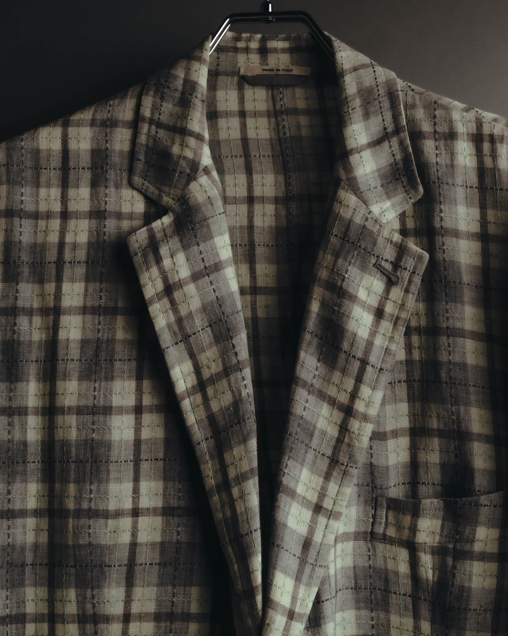 -SPECIAL- "Hermès" 10's Textured linen blend check blazer